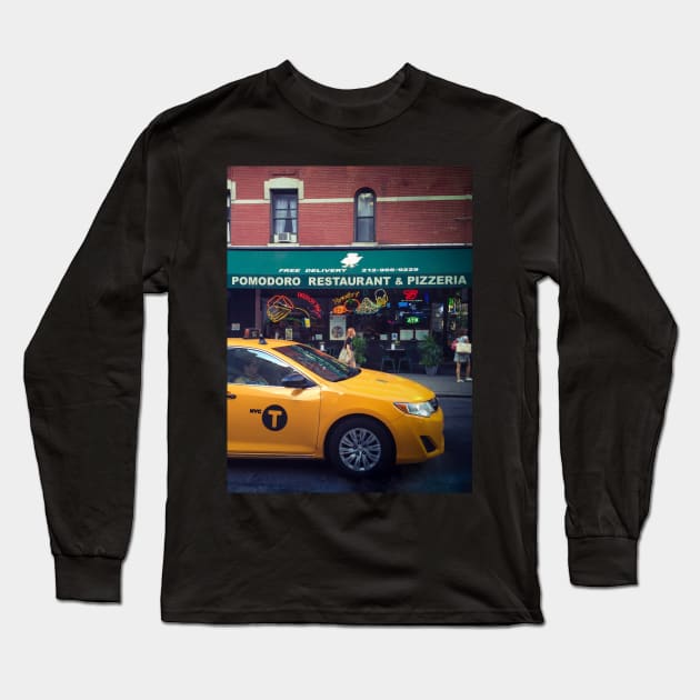 Spring Street Yellow Cab Restaurant Pizzeria Manhattan NYC Long Sleeve T-Shirt by eleonoraingrid